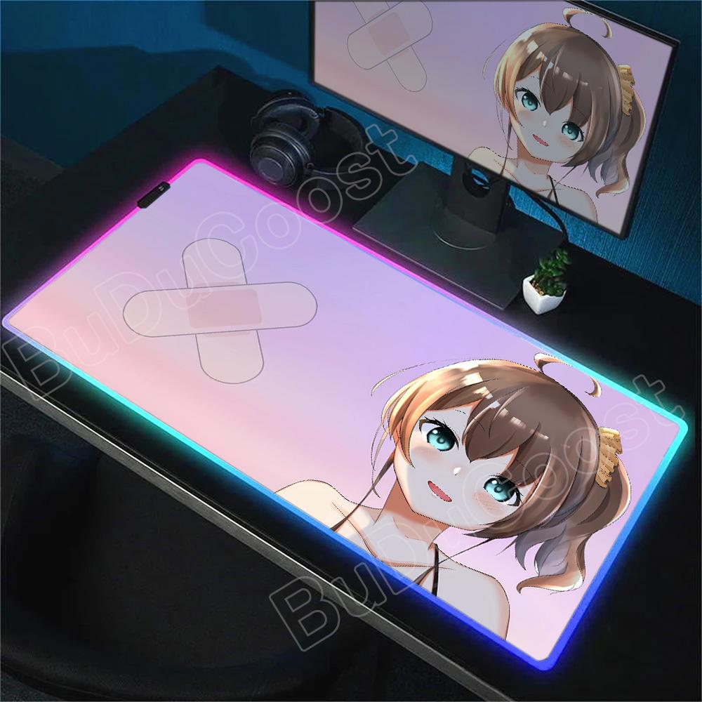 RGB Mouse Pad Laptop Game Hololive Natsuiro Matsuri Keyboard Pad PC Computer Kawaii Desk Mouse Mat HD Accessories Anime Mousepad
