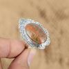 Natural Grass Garnet Gemstone Promise Adjustable Ring 925 Silver For Girls