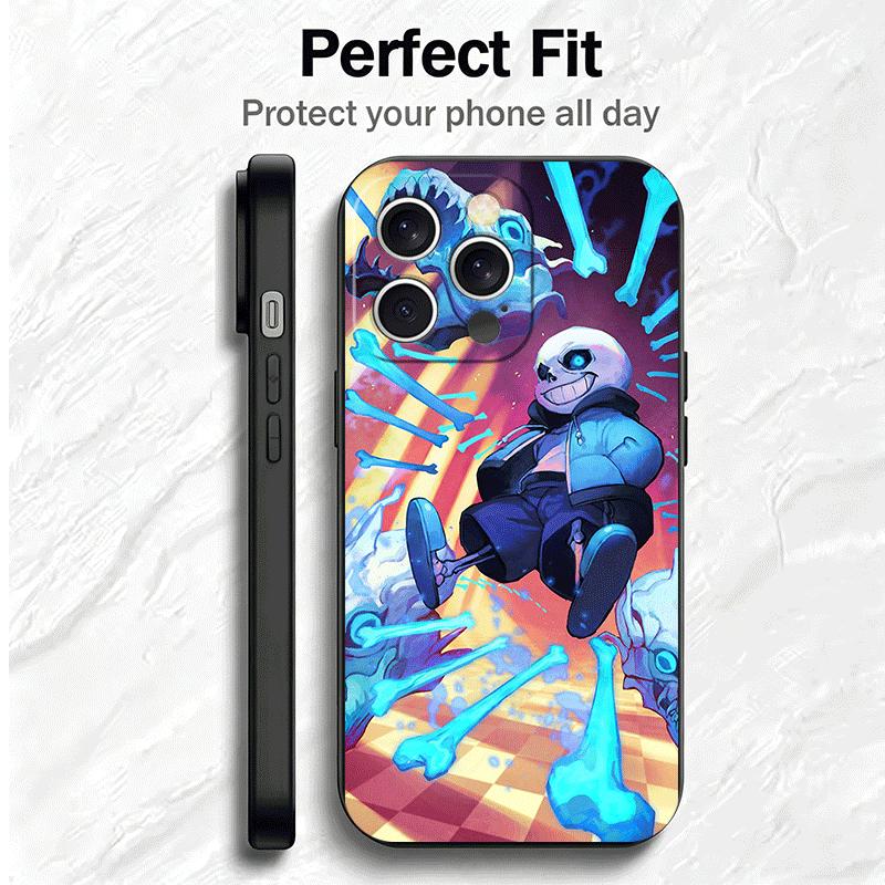 Мягкий чехол для телефона U-Undertale S-Sans для iPhone 16 16E 17 Air 15 Pro Max 14 Plus 13 Mini 11 12 7 Черный Чехол Задняя Панель