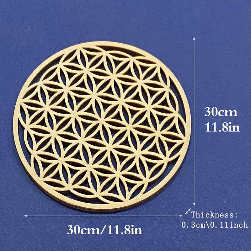 1Pc Chakra Flower Of Life Natural Symbol Kinds Wood Round Edge Circles Carved Coaster For Stone  Set Diy Decor