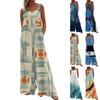 Womens Overalls Casual Print Wide Leg Jumpsuits Bib Rompers Sleeveless Straps With Pockets Outfits