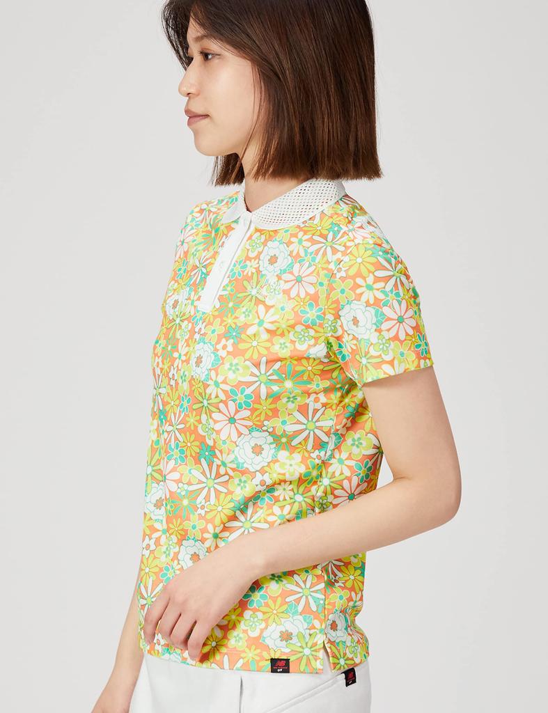 Футболка-поло с коротким рукавом для гольфа с принтом UV 0 [New Balance] (Цветочный узор, Защита, Растяжка) / Женщины / 012-2160507 101_Красный [S]