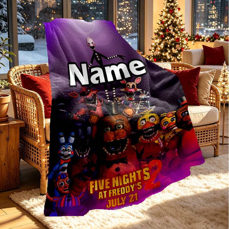 Custom Name Personalized Five Nights at Freddy's Print Blanket, Home Decor, Bedroom, Sofa, Camping, Couch, Gifts for Birthday Christmas