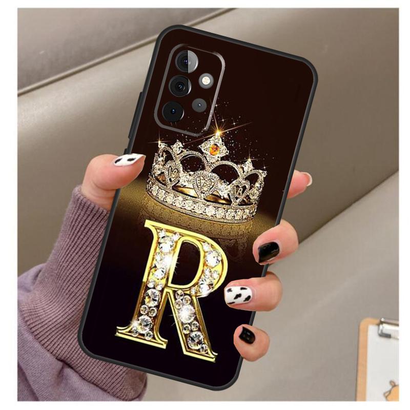 Чехол с золотым мраморным монограммой буквы для Samsung Galaxy A56 A16 A26 A36 A06 A52 A53 A33 A13 A34 A54 A14 A15 A35 A55 A22 A32