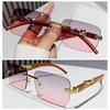 Metal Temples Rimless Cut Edge Sunglasses UV400 Cool Cheetah Design Sunglasses Unique Summer Traveling Eyewear for Women & Men