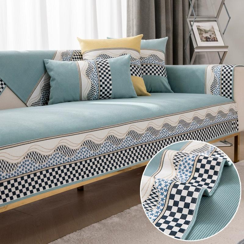 Полный пакет, скандинавский домашний эстетический коврик для дивана, универсальный противоскользящий чехол для дивана Four Seasons, простая и высококачественная подушка для сиденья, тканевый чехол на спинку