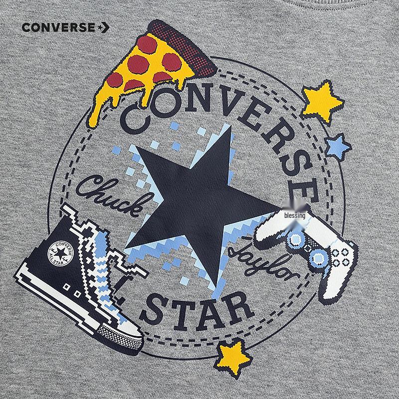 Converse Унисекс Детская флисовая толстовка с игривым принтом