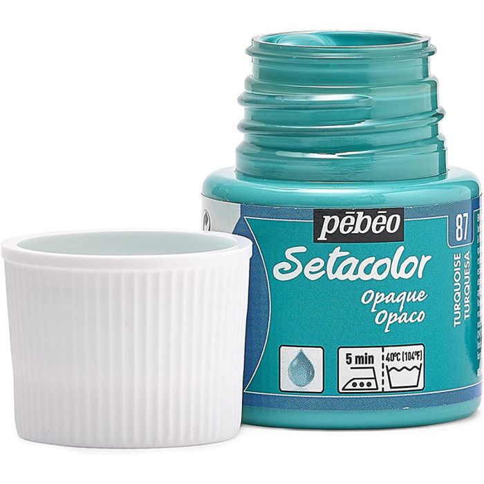 Peinture textile - Pébéo - Setacolor opaque - Turquoise N°87 - 45ml - Couleurs intenses