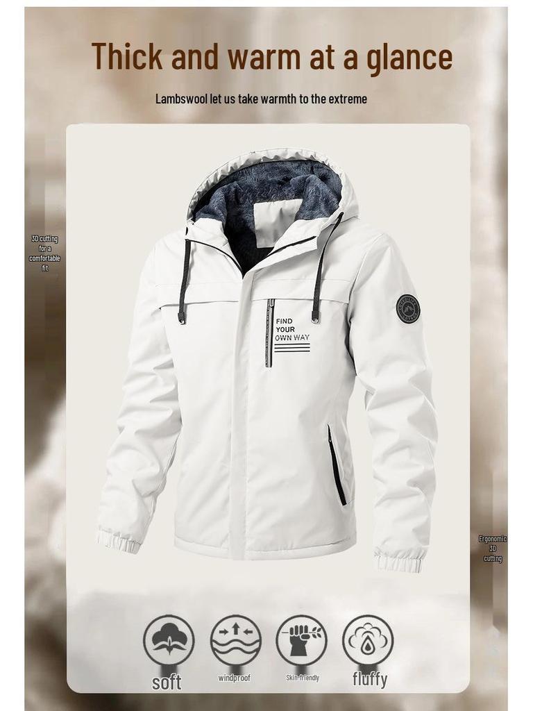 Мужская повседневная куртка с капюшоном на флисовой подкладке - Коллекция Осень/Зима 2025