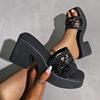 Fashion High -heeled Women's Sandals 2024 Summer New Fashion Versatile Toe Thick Bottom Non -slip Leisure High Heel Tide Sandy Slippers