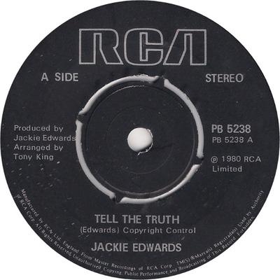 7-дюймовая пластинка JACKIE EDWARDS - Tell The Truth PB5238 RCA 1980 Великобритания Регги, Ска и Даб Б/У