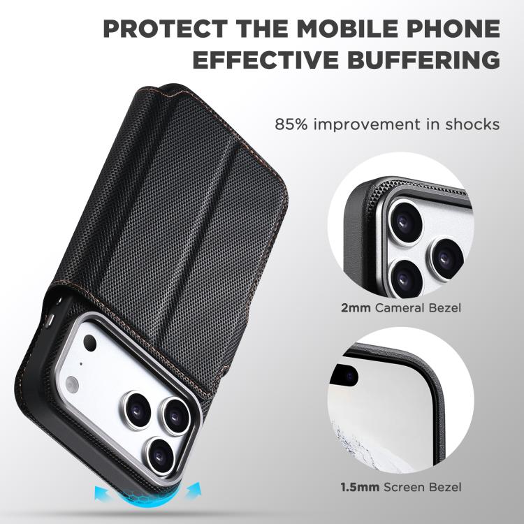 Suteni Q09 Triangle‑Texture Vegan‑Leather 2‑in‑1 Magnetic Detachable Wallet Phone Case Card‑Holder Protective Cover For iPhone