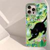 Retro Lucky Cute Cat Flower Girls Phone Case for Iphone 16 15 14 7 8 Plus 13 11 12 Pro Max X XS XR SE 2022 2020 16e Back Cover