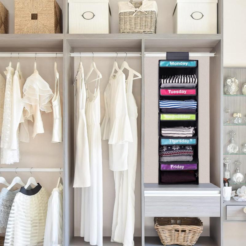 5-полочный еженедельный органайзер для одежды Детская ежедневная полка Подвесной органайзер для шкафа Дни недели Подвесные полки для хранения для детей