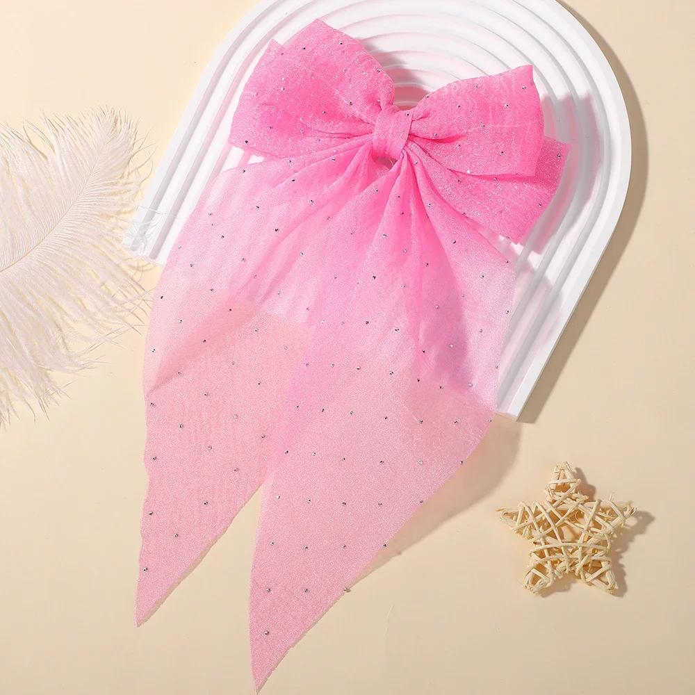 LOVEKIKI 1PCS Elegant Large Bow Ribbon Hair Clip Women Simple Polka Dot Hairgripes Ponytail Bow Hairpin Girls Hair Accessories