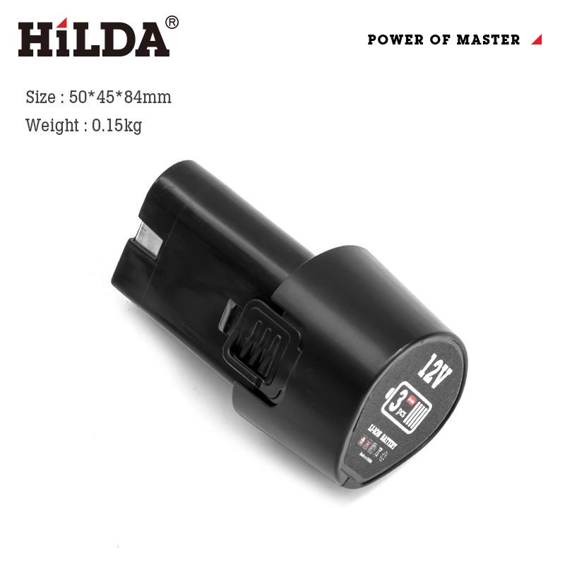 Hilda 12V Dual-Speed Cordless Screwdriver Drill with Rechargeable Lithium Battery, LED Light, and 2 Waterproof Hand Pieces