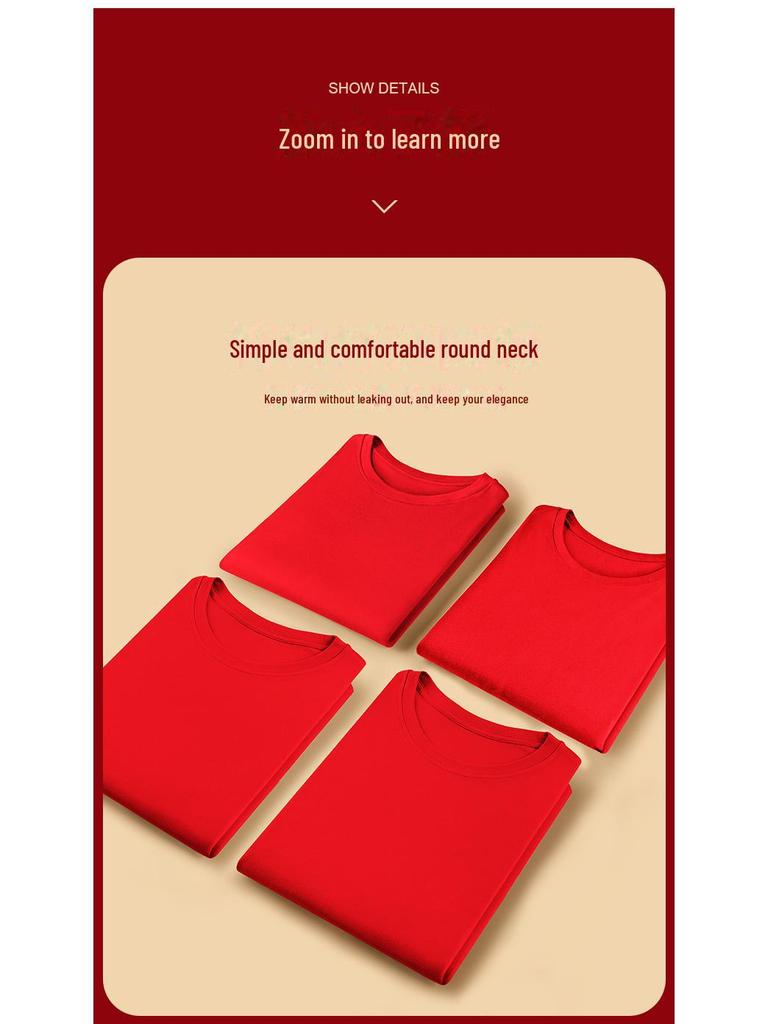 Red Double-Sided Seamless Men's Thermal Underwear Set - Snake Year Zodiac Lenzing Modal Edition