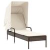 VidaXL Chaises longues lot de 2 et auvents et table marron poly rotin, lit de bronzage, chaise longue inclinable, lit de 3261570