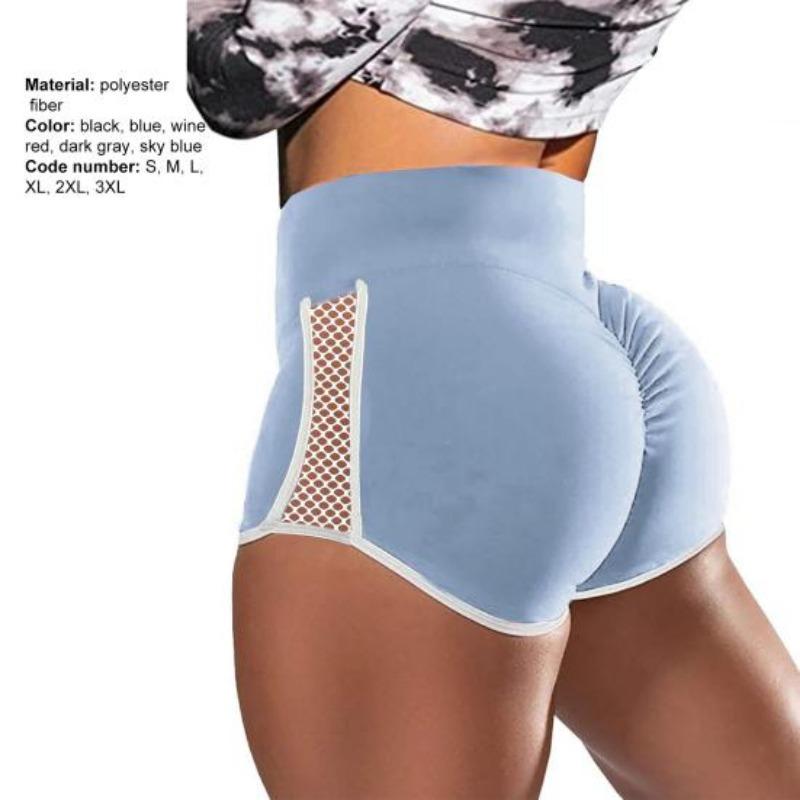 Women Sports Shorts Sexy High Waist Hip Lift Abdomen Tightening Hollow Out Push Up Yoga Shorts