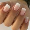 24 Pieces Finished Nail Piece Classic French Pink White Gradual Change Nail Art Fake Nail Rectangle Nail Type Wear Nail Piece