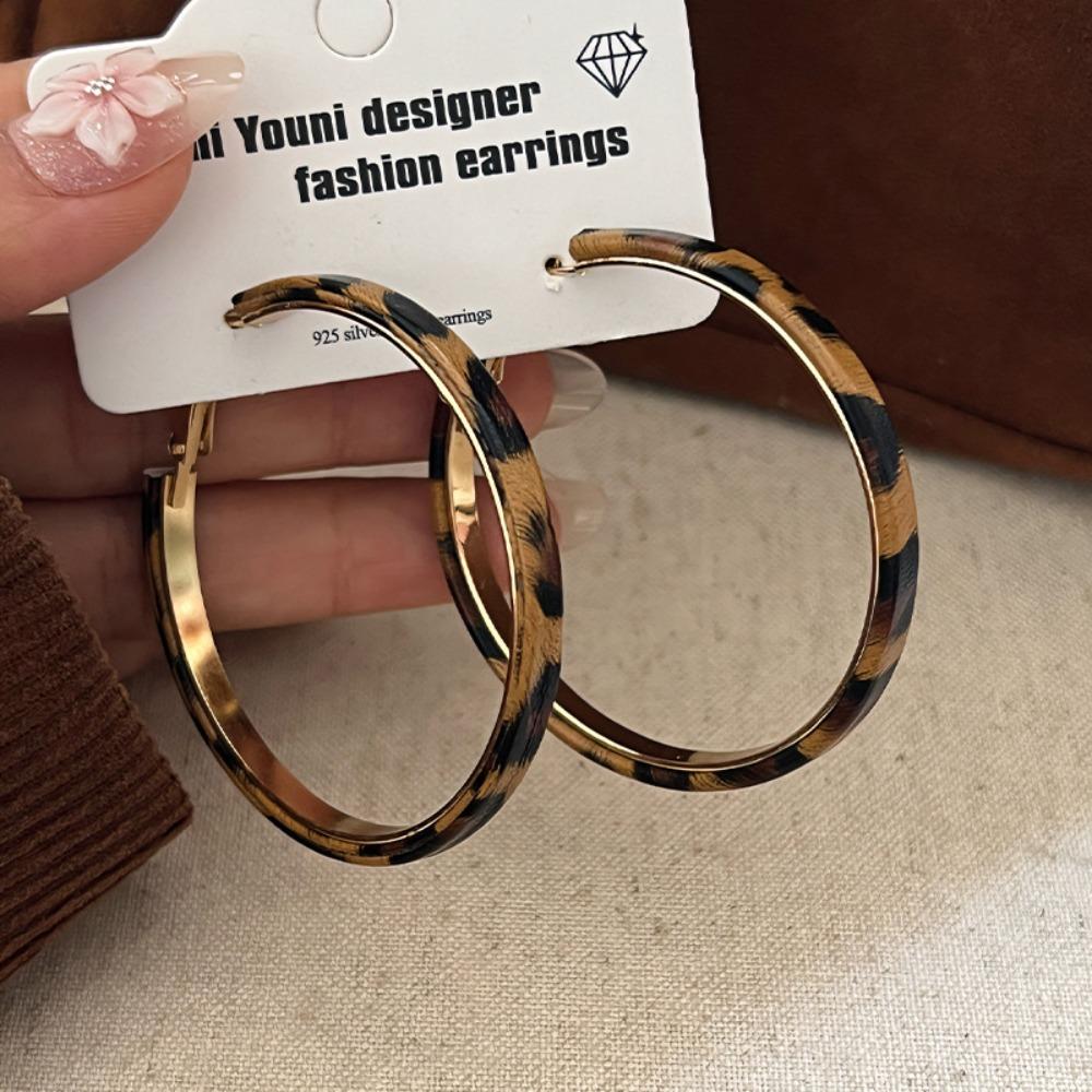 Y2k Resin Hoop Earrings Round Women's Jewelry Trendy Leopard Hoop Earrings Party