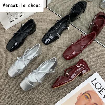 Весна Осень Женские Туфли Лодочки Мода Мелкие Кристальная Пряжка Дамы Уличный Стиль Вечеринка Туфли Мэри Джейн