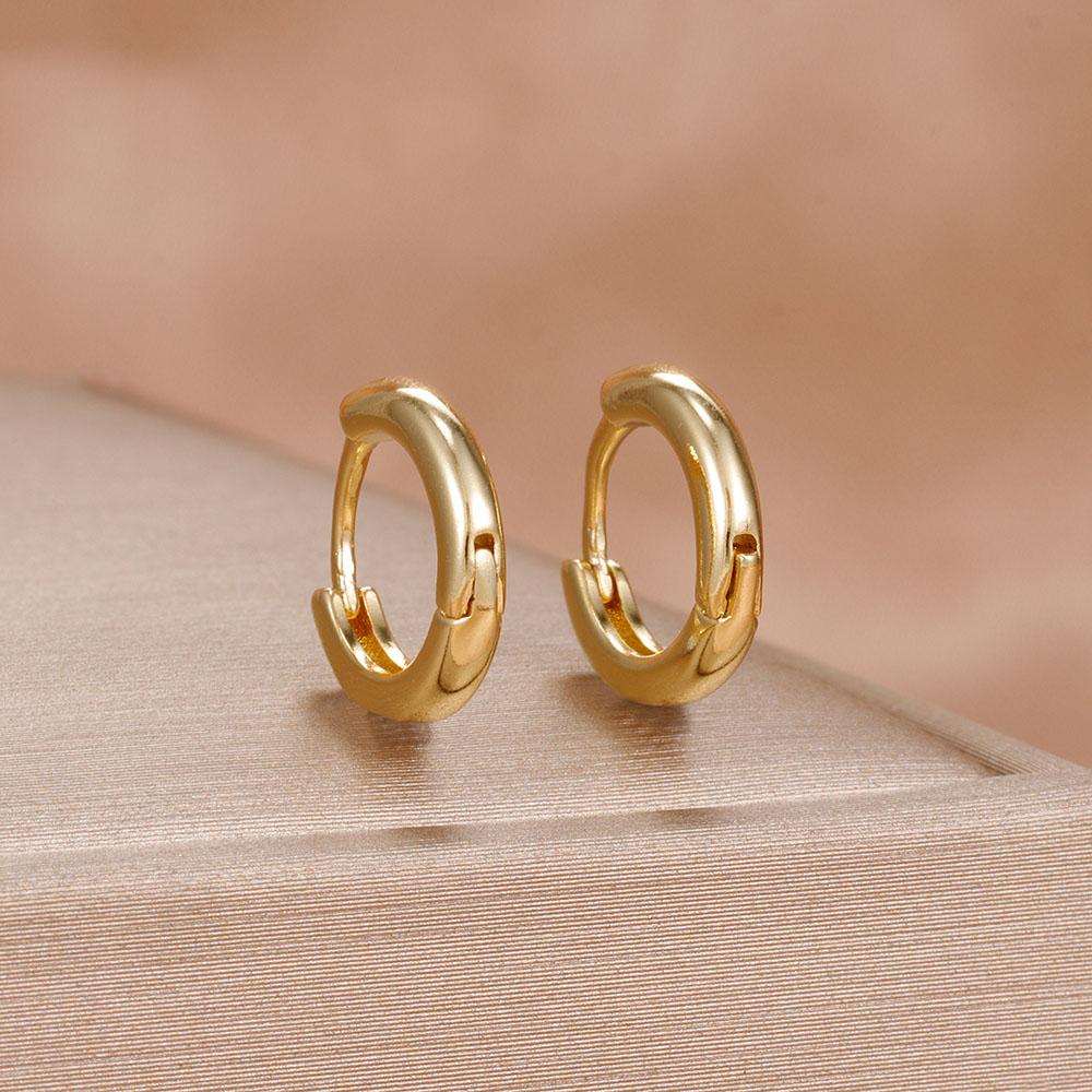 New Arrival Stainless Steel Double-layer Circle Huggies Earring Gold Color Aesthetic Zircon Ear Piercing Earring Fashion Jewelry