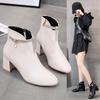 Short Boots Women's 2025 Autumn and Winter New Thick Heel Pointed Short Boots Internet Celebrity British Style Martin Boots