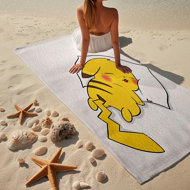 Cute Pika Adventure Beach Towel, Super Soft Microfiber, Gift for Her/Him, Birthday, for Pool, Beach, Travel, Home Decor Fan gifts