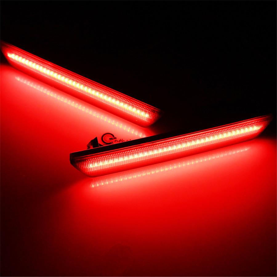 Smoked Rear Side Marker Lamps with Red LED Lights For 2008-2014 Dodge Challenger