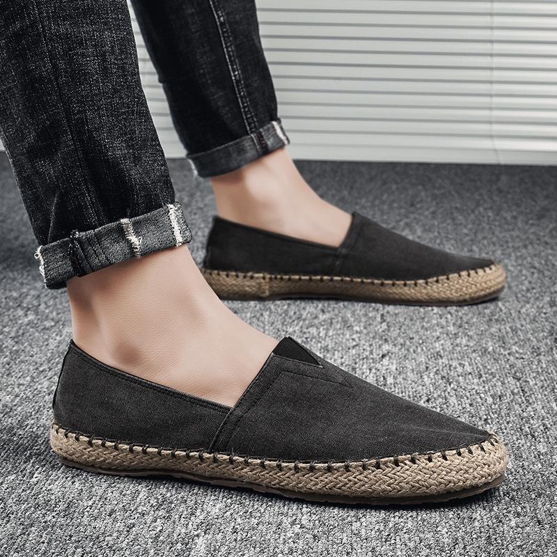 Summer Breathable Canvas Lazy One-Pedal Men Fisherman Versatile Casual Linen Shoes National Style Shoes Men