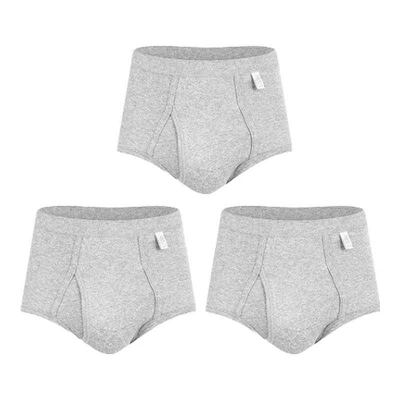 Мужские трусы-слипы Yiershuang 7A антибактериальные 100% хлопок в рубчик средней посадки (3-Pack)