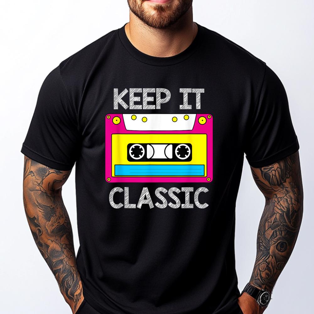 Retro Cassette Tape 80s 90s Keep It Classic Grey Shirt Graphic Tee Adult Shirts Camisetas T Shirts For Men Punk Style - Men's...