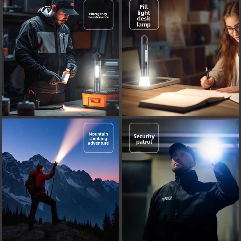 New Strong Light Flashlight Outdoor Multi functional Long Range Illumination Hand Electric White Laser Working Side Light