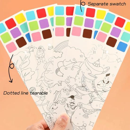 Детская акварельная раскраска с пигментной кисточкой, 20 страниц, портативная карманная тетрадь для рисования акварелью, подарок для малышей и девочек