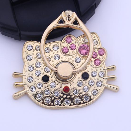 Держатель-кольцо для пальца, вращающийся, мультяшный, со стразами, противоударный, 360 градусов, котенок, металлический, держатель для мобильного телефона