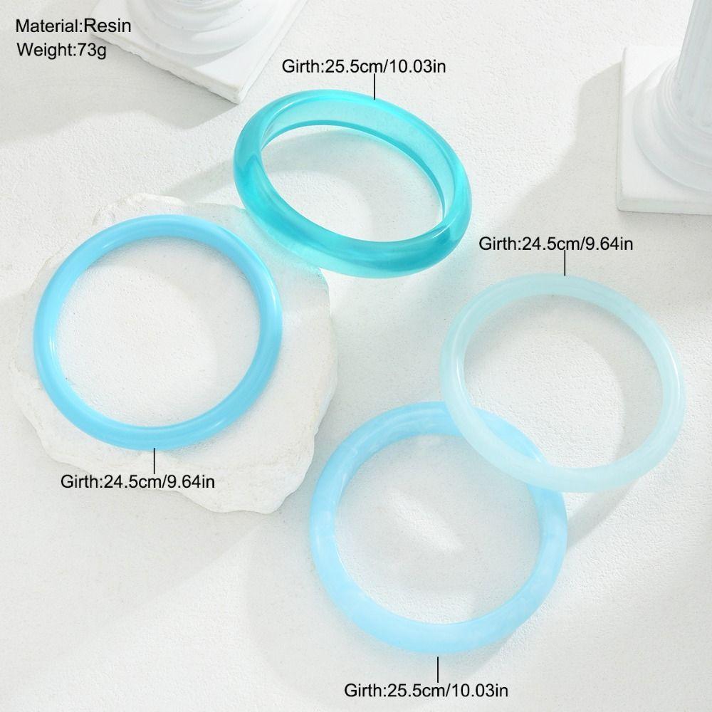 4Pcs/Set Resin Bangle Stackable Boho Bracelets Fashion Geometric Bracelets Women