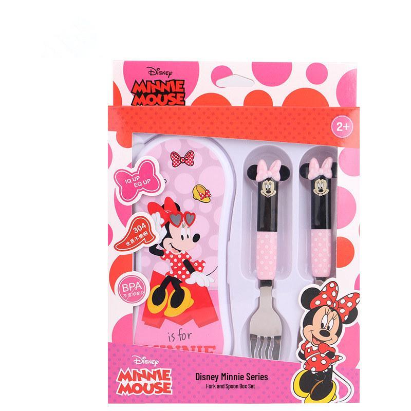 Мультяшная детская ложка для кормления из нержавеющей стали с портативной коробкой