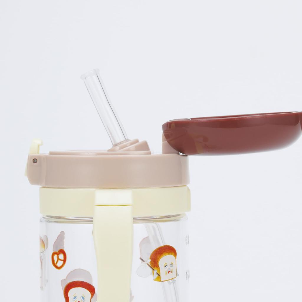 Skater Baby Straw Mug with Folding Handle and Shoulder for Ages Bread Thief Design Strap, 2-Way Design, 370ml, 1+, (KSHW2N-A)