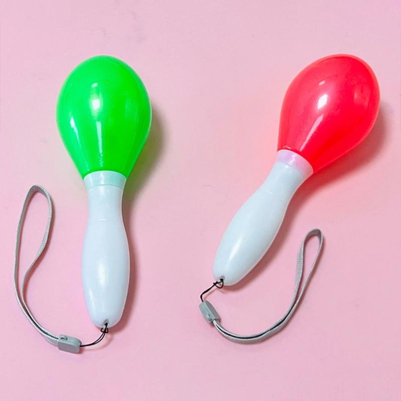10Pcs/Pack Glowing Sand Hammer Toy Hand Shakers LED Maracas Flashing Light Lamp Birthday Party Favors-(Random Color)