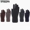 Touch Screen Gloves for Men Autumn and Winter Thickened Velvet for Warmth Outdoor Cycling and Driving Knitted Gloves