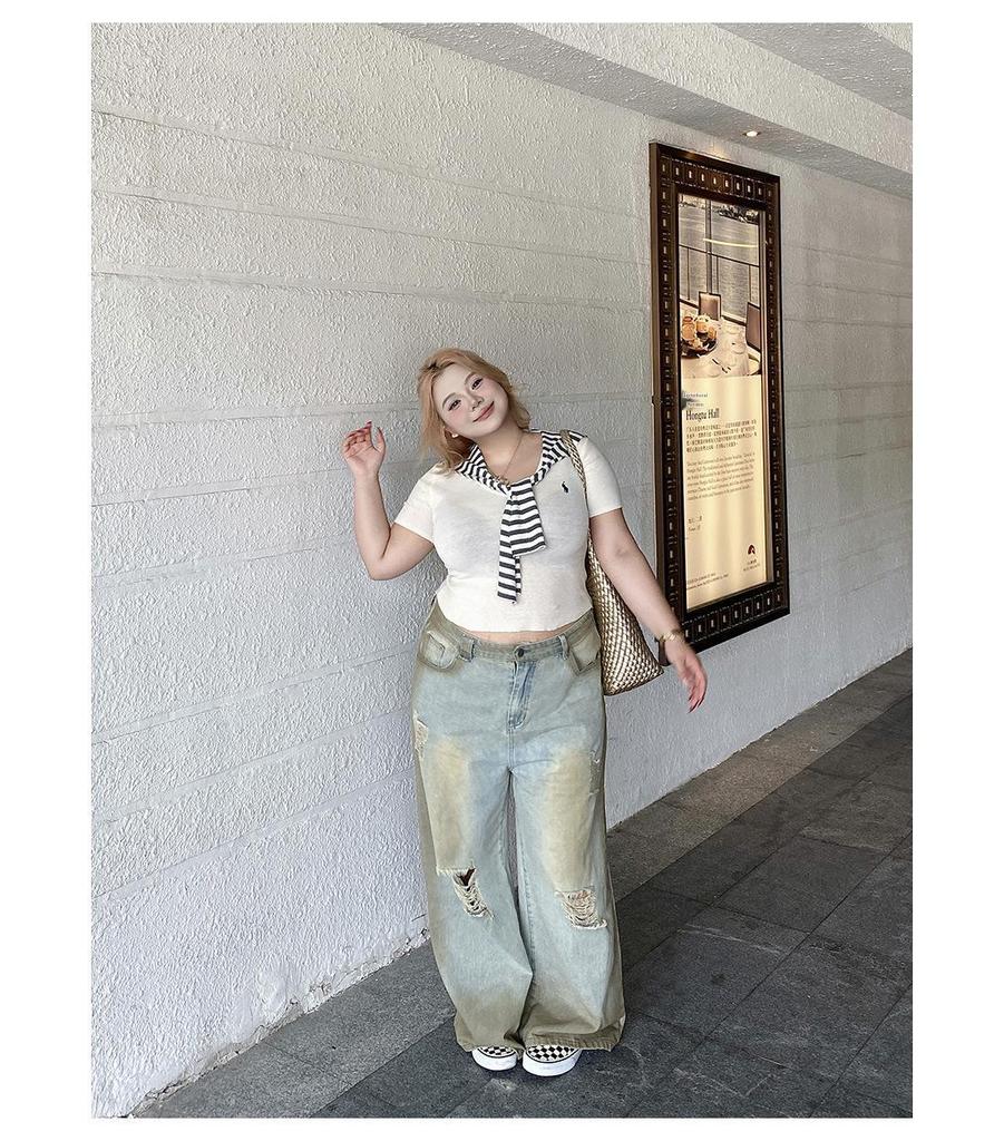 Yellow Mud Cowboy Distressed High-Waisted Wide-Leg Jeans for Women