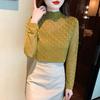 T-shirt for Women with Velvet Thickened Winter New Long-sleeved Pullover Top Half Turtle Neck Iron Diamond Base Shirt for Women