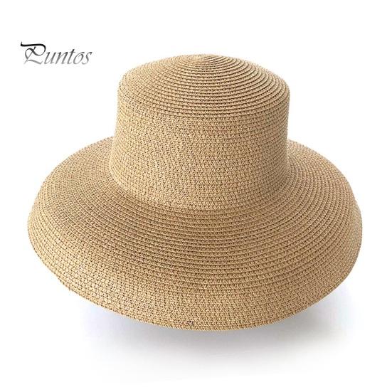 Women Summer Sun Hat Flat Top Large Brim Sun Protection Hat Solid Color Lightweight Straw Hat Beach Vacation Hat