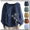 Women's Fashion Printed Pullover Top Casual Long Sleeve Shirt Comfortable Round Neck Pullover Top 