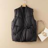 Women Winter Solid Color Sleeveless Vest Design Street Style Waistcoat