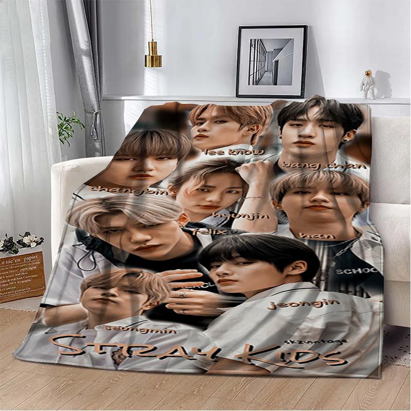 3D KPOP S-Stray-K-Kids Плед Плед для пикника Теплые фланелевые пледы Покрывала для дивана кровати Домашние Постельное белье Подарки на день рождения