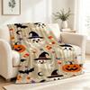 Cozy Weighted Flannel Throw Blanket Suitable for -Season Use - Soft Warm Bedspread with Cute Ghosts, Pumpkins & Bats, Machine Washable Weighted Beddin