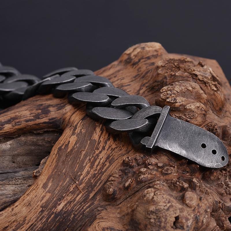 Мужские браслеты дружбы шириной 24 мм, тяжелый черный мужской браслет из нержавеющей стали с пряжкой ремня, звено цепи, металлические украшения