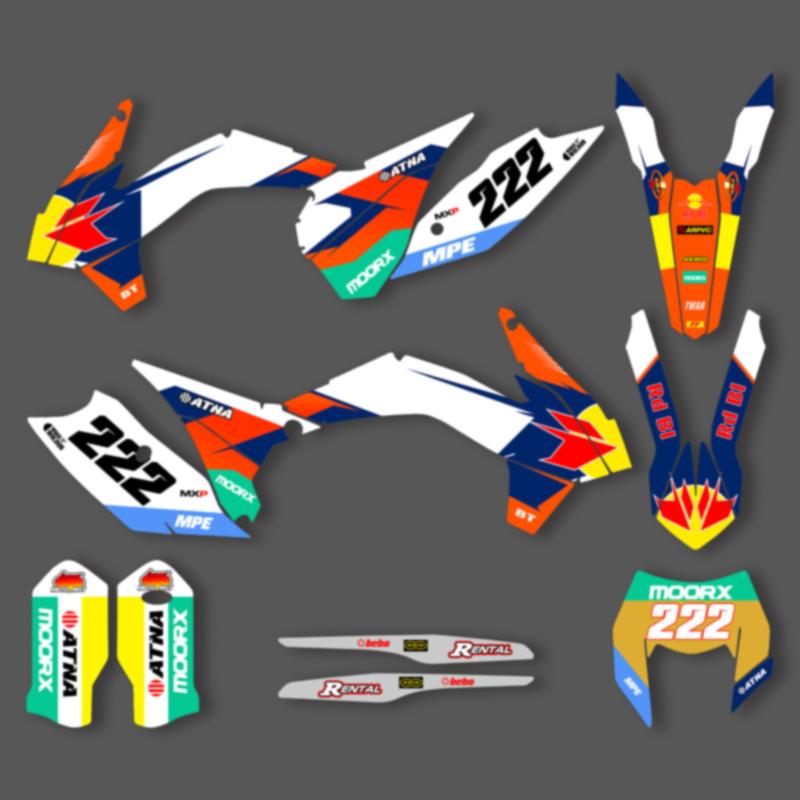 Комплект наклеек с графикой для мотоциклетной команды PowerZone Для KTM SX SXF MX 2013-2015 EXC XCW Enduro 2014-2016 125-500 куб. см 109